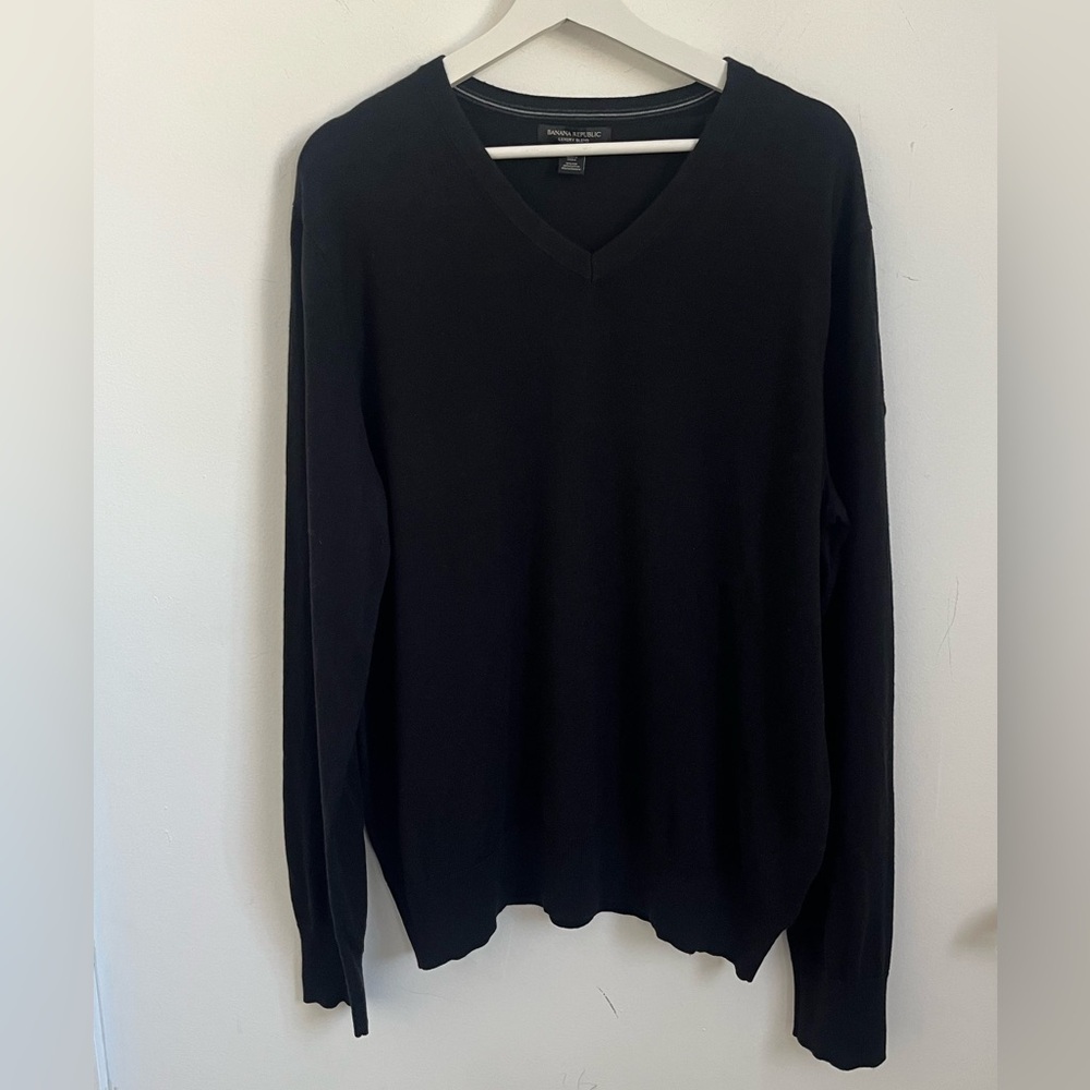 BANANA REPUBLIC Mens Luxury Blend VNeck Sweater Sz XL Silk Cashmere Cotton